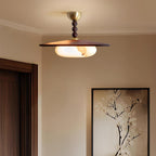 Muto Lampada da Soffitto Colore Noce e Imitazione Alabastro Bianco