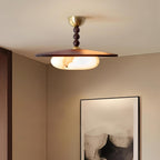 Muto Lampada da Soffitto Colore Noce e Imitazione Alabastro Bianco