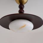 Muto Lampada da Soffitto Colore Noce e Imitazione Alabastro Bianco