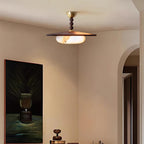 Muto Lampada da Soffitto Colore Noce e Imitazione Alabastro Bianco