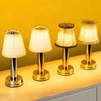 Lampada da tavolo vintage in alluminio – Lampada dimmerabile con paralume in tessuto | Elegante per soggiorno o tavolo da bar
