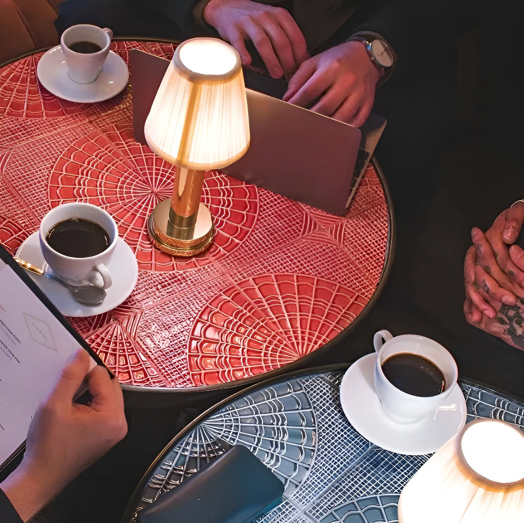 Lampada da tavolo vintage in alluminio – Lampada dimmerabile con paralume in tessuto | Elegante per soggiorno o tavolo da bar