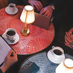 Lampada da tavolo vintage in alluminio – Lampada dimmerabile con paralume in tessuto | Elegante per soggiorno o tavolo da bar