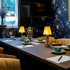 Lampada da tavolo vintage in alluminio – Lampada dimmerabile con paralume in tessuto | Elegante per soggiorno o tavolo da bar