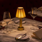 Lampada da tavolo vintage in alluminio – Lampada dimmerabile con paralume in tessuto | Elegante per soggiorno o tavolo da bar
