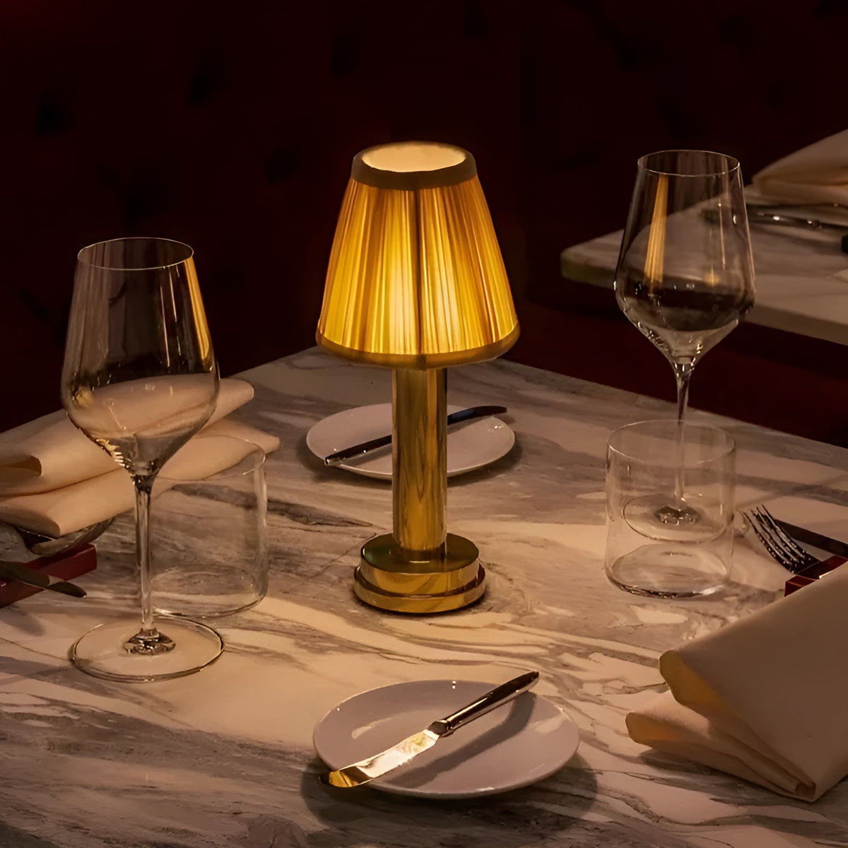 Lampada da tavolo vintage in alluminio – Lampada dimmerabile con paralume in tessuto | Elegante per soggiorno o tavolo da bar