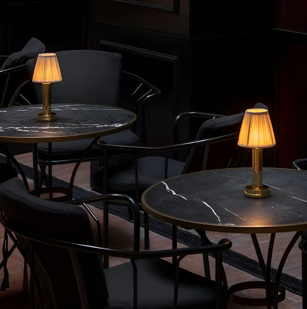 Lampada da tavolo vintage in alluminio – Lampada dimmerabile con paralume in tessuto | Elegante per soggiorno o tavolo da bar