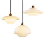 Lampada a sospensione in vetro milky vintage