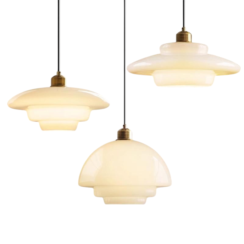 Lampada a sospensione in vetro milky vintage