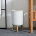 Cestino con Coperchio a Spinta e Gambe in Legno