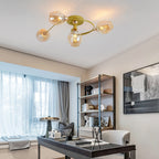 Valentina Lampada da Soffitto Flush Mount, Vetro, Nero/Oro, Sala da Pranzo