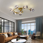 Valentina Lampada da Soffitto Flush Mount, Vetro, Nero/Oro, Sala da Pranzo