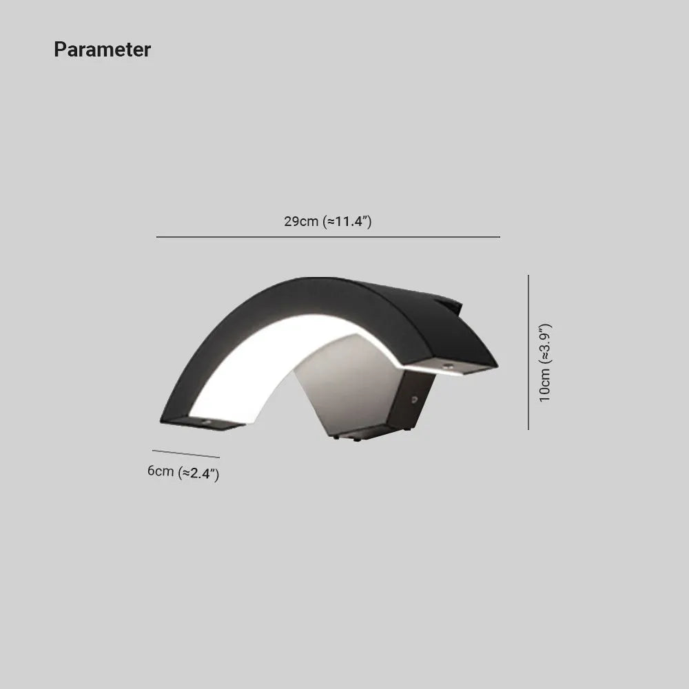 Lampada da Parete LED Impermeabile Elvon Nordic Arc, Nera