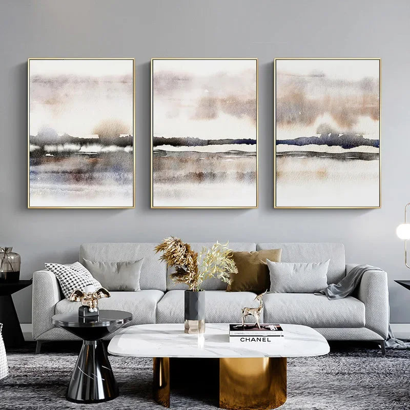 Quadro – Stampa su tela – Paesaggio astratto in arancione – 60×90 cm – Design moderno per il soggiorno