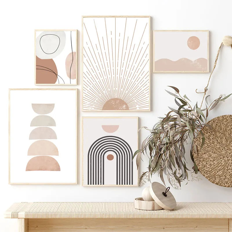 Quadro – Stampa su tela – Beige – 50×70 cm – Sole Geometrico Boho
