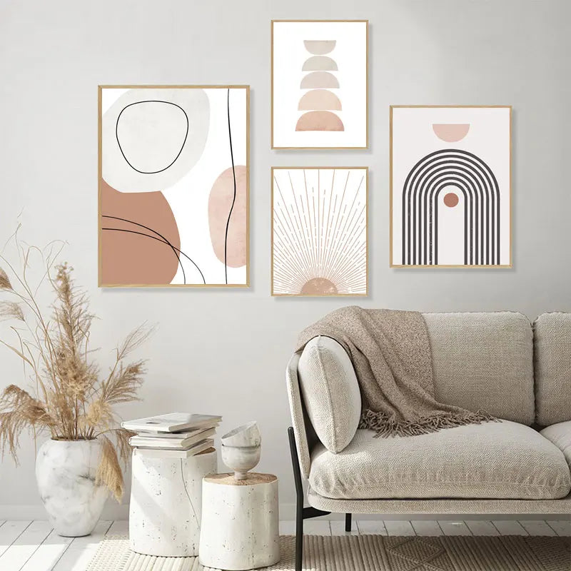 Quadro – Stampa su tela – Beige – 50×70 cm – Sole Geometrico Boho