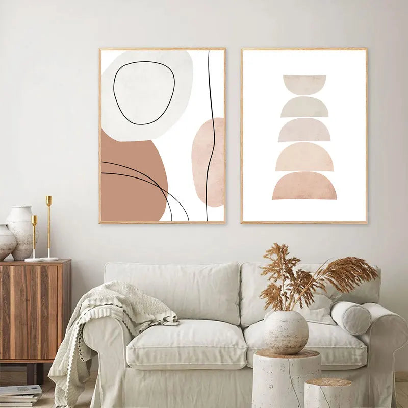 Quadro – Stampa su tela – Beige – 50×70 cm – Sole Geometrico Boho
