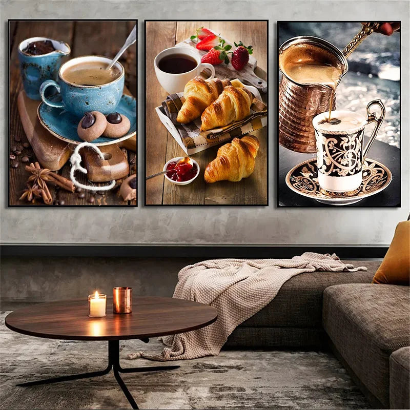 Quadro da parete – Stampa su tela – Motivo caffè – 60×80 cm – Moderno e Stile