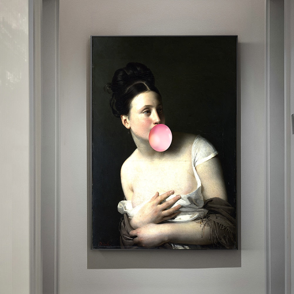 Quadro da parete – Stampa su tela – Motivi divertenti con rossetto – Stampe colorate – 60×90 cm – Arte da parete elegante per il soggiorno