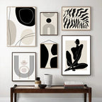 Quadro da parete – Stampa su tela – Nero Beige – 50×70 cm – Geometria astratta per il soggiorno