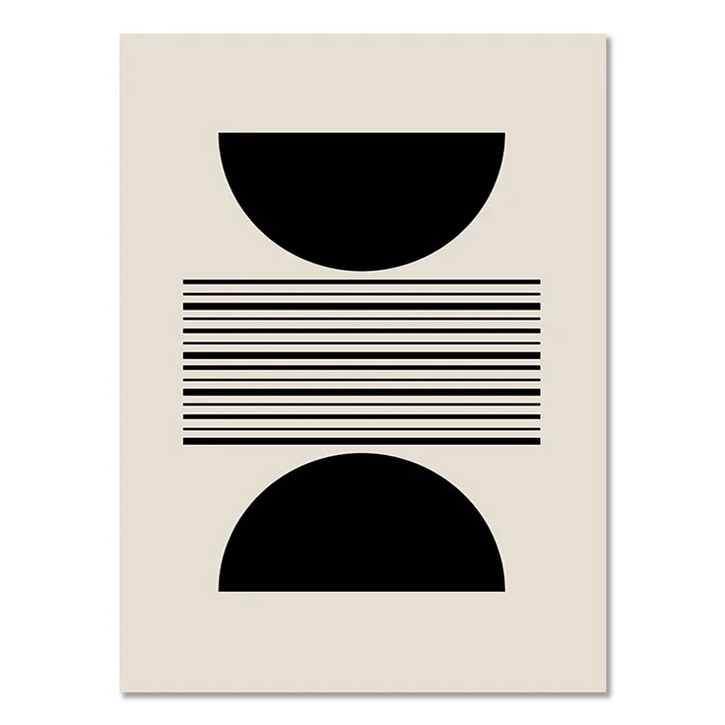 Quadro da parete – Stampa su tela – Nero Beige – 50×70 cm – Geometria astratta per il soggiorno