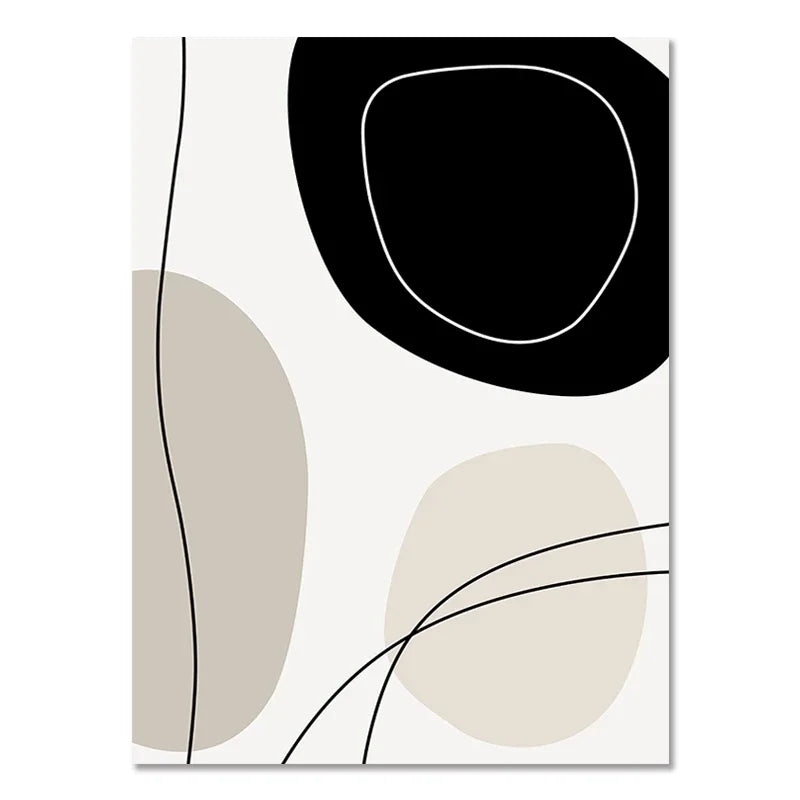 Quadro da parete – Stampa su tela – Nero Beige – 50×70 cm – Geometria astratta per il soggiorno