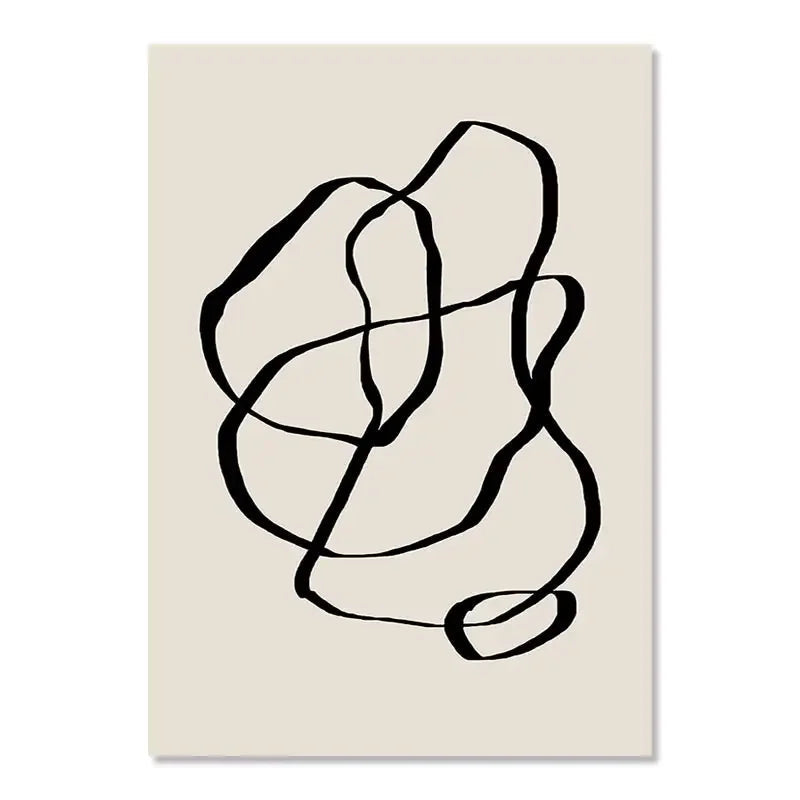 Quadro da parete – Stampa su tela – Nero Beige – 50×70 cm – Geometria astratta per il soggiorno