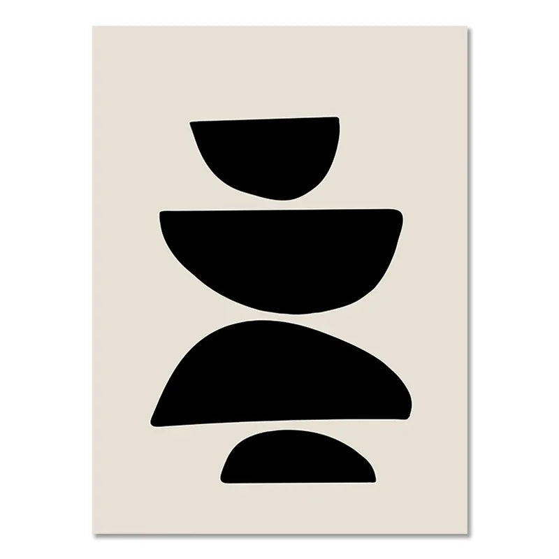 Quadro da parete – Stampa su tela – Nero Beige – 50×70 cm – Geometria astratta per il soggiorno