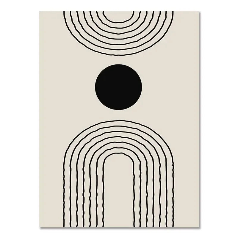 Quadro da parete – Stampa su tela – Nero Beige – 50×70 cm – Geometria astratta per il soggiorno