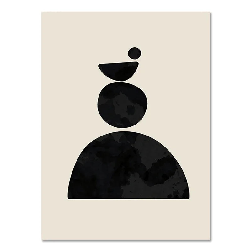 Quadro da parete – Stampa su tela – Nero Beige – 50×70 cm – Geometria astratta per il soggiorno
