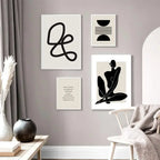 Quadro da parete – Stampa su tela – Nero Beige – 50×70 cm – Geometria astratta per il soggiorno