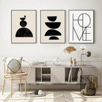 Quadro da parete – Stampa su tela – Nero Beige – 50×70 cm – Geometria astratta per il soggiorno