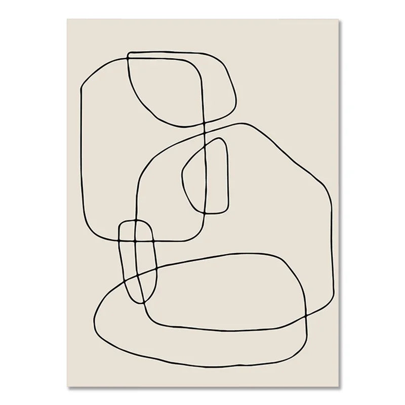 Quadro da parete – Stampa su tela – Nero Beige – 50×70 cm – Geometria astratta per il soggiorno