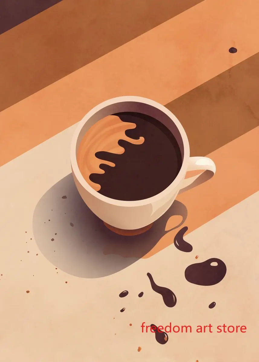 Quadro – Stampa su tela – Amanti del caffè vintage – Colorato – Verticale – Astratto anni '70