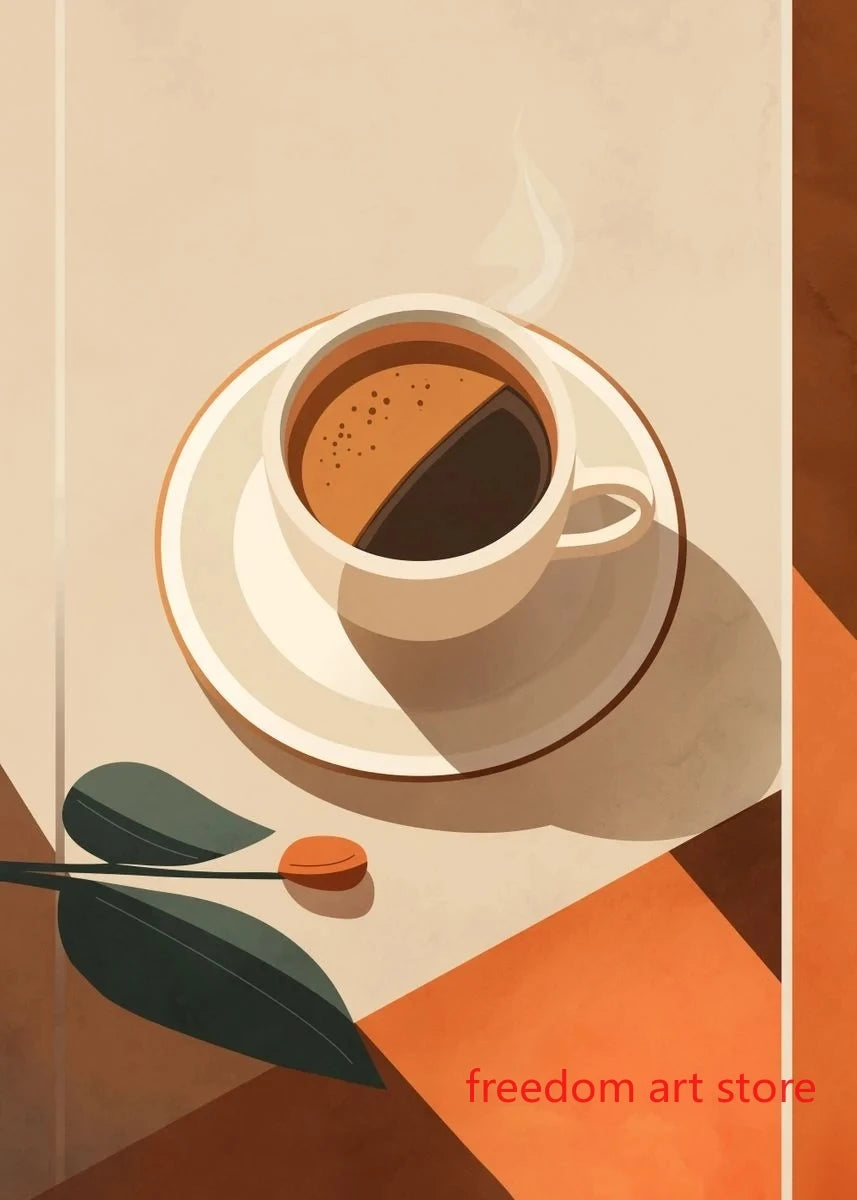 Quadro – Stampa su tela – Amanti del caffè vintage – Colorato – Verticale – Astratto anni '70