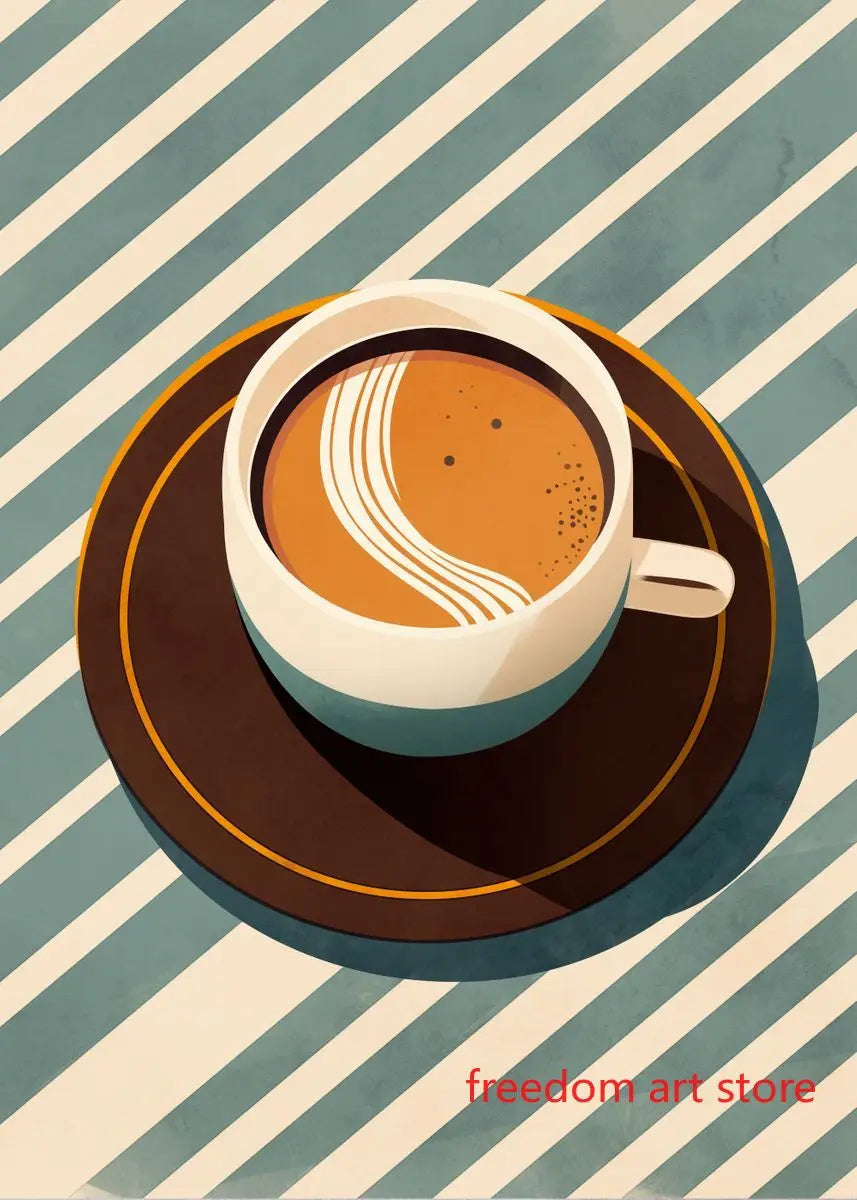 Quadro – Stampa su tela – Amanti del caffè vintage – Colorato – Verticale – Astratto anni '70