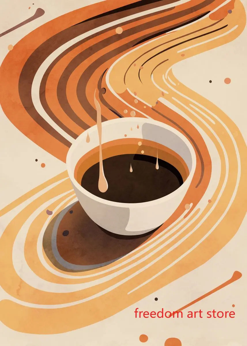 Quadro – Stampa su tela – Amanti del caffè vintage – Colorato – Verticale – Astratto anni '70