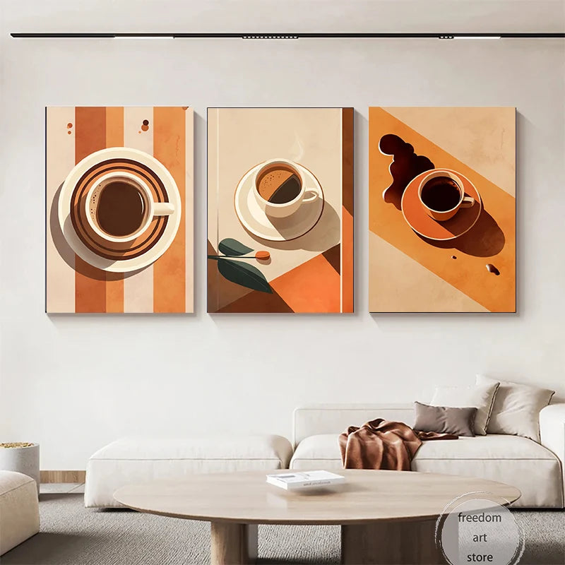 Quadro – Stampa su tela – Amanti del caffè vintage – Colorato – Verticale – Astratto anni '70