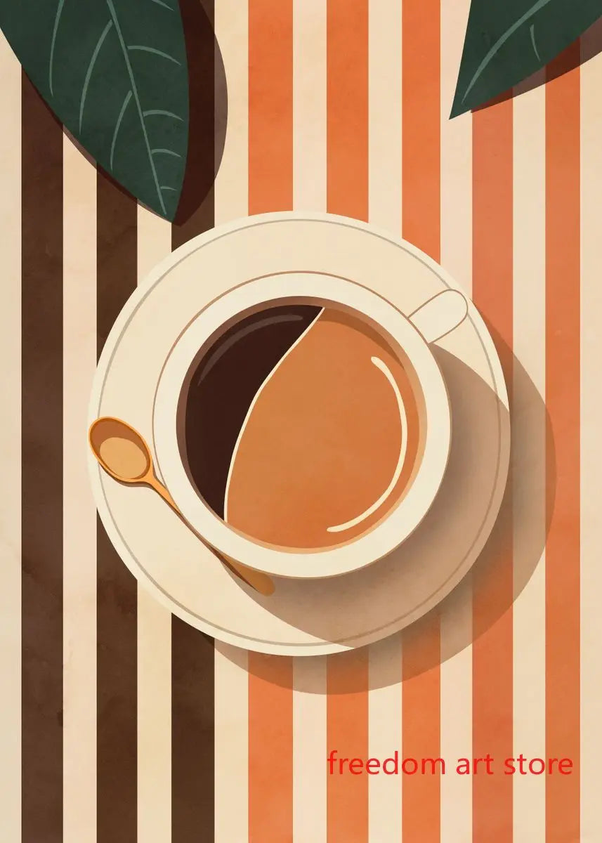 Quadro – Stampa su tela – Amanti del caffè vintage – Colorato – Verticale – Astratto anni '70
