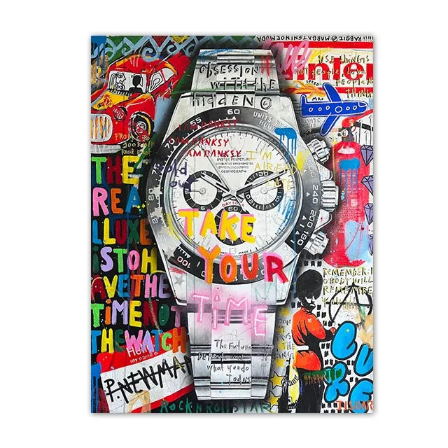 Arte murale – Stampa su tela graffiti – Aspetto graffiti colorato – Dimensione standard – Design moderno per accenti creativi