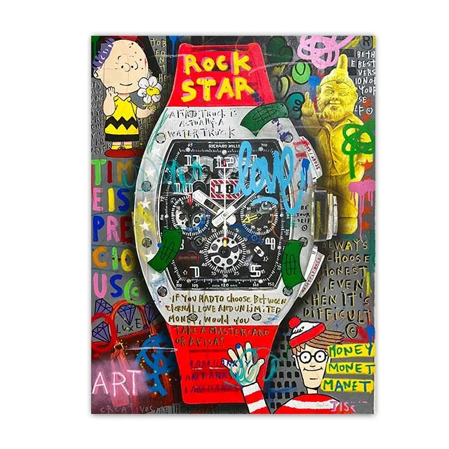 Arte murale – Stampa su tela graffiti – Aspetto graffiti colorato – Dimensione standard – Design moderno per accenti creativi