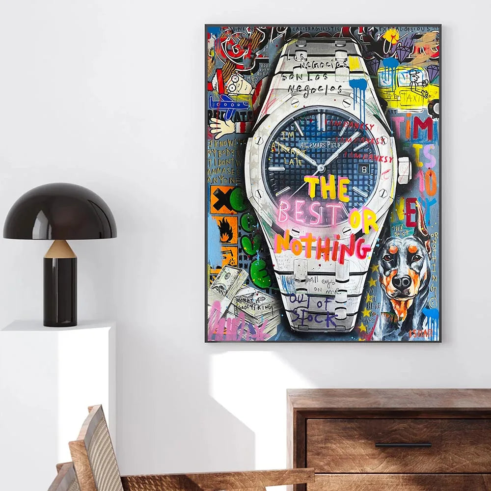 Arte murale – Stampa su tela graffiti – Aspetto graffiti colorato – Dimensione standard – Design moderno per accenti creativi