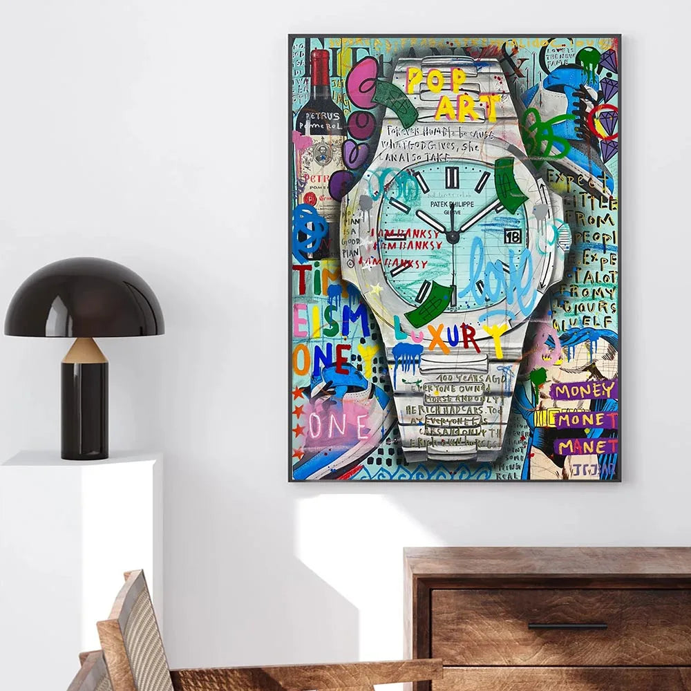 Arte murale – Stampa su tela graffiti – Aspetto graffiti colorato – Dimensione standard – Design moderno per accenti creativi