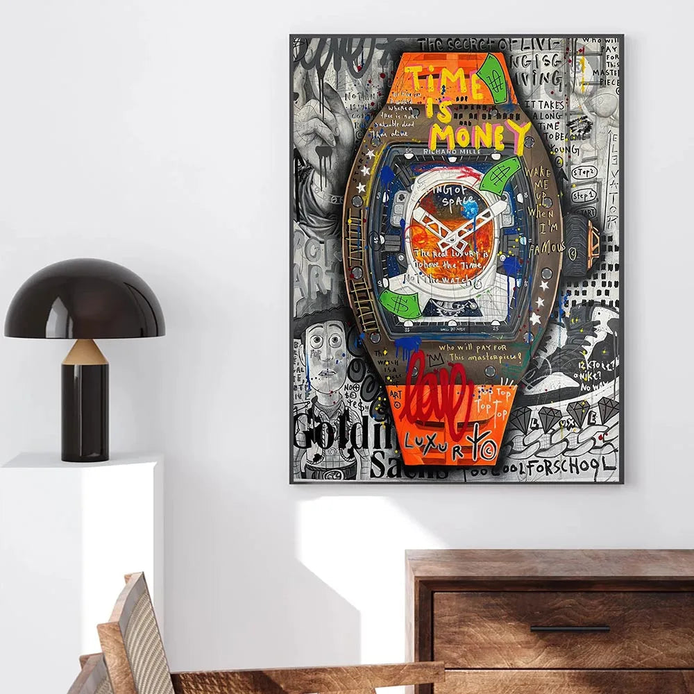 Arte murale – Stampa su tela graffiti – Aspetto graffiti colorato – Dimensione standard – Design moderno per accenti creativi