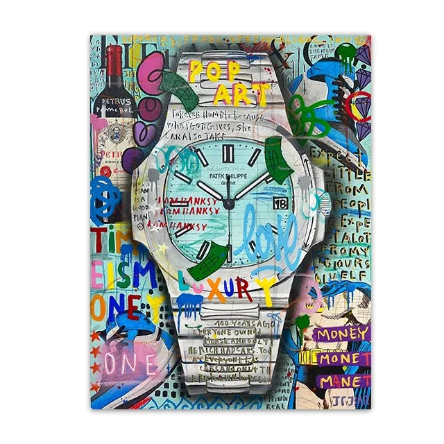 Arte murale – Stampa su tela graffiti – Aspetto graffiti colorato – Dimensione standard – Design moderno per accenti creativi