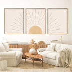 Arte da parete – Canvas di alta qualità – Giallo – 50×70 cm – Illustrazioni geometriche della natura in stile Boho