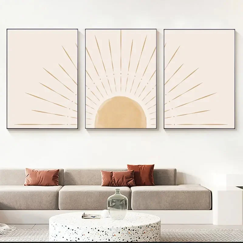 Arte da parete – Canvas di alta qualità – Giallo – 50×70 cm – Illustrazioni geometriche della natura in stile Boho