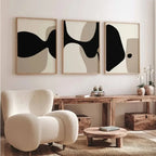 Arte da parete – Tela – Nero e Beige – Verticale – Astratto per Ambienti Eleganti