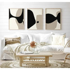 Arte da parete – Tela – Nero e Beige – Verticale – Astratto per Ambienti Eleganti