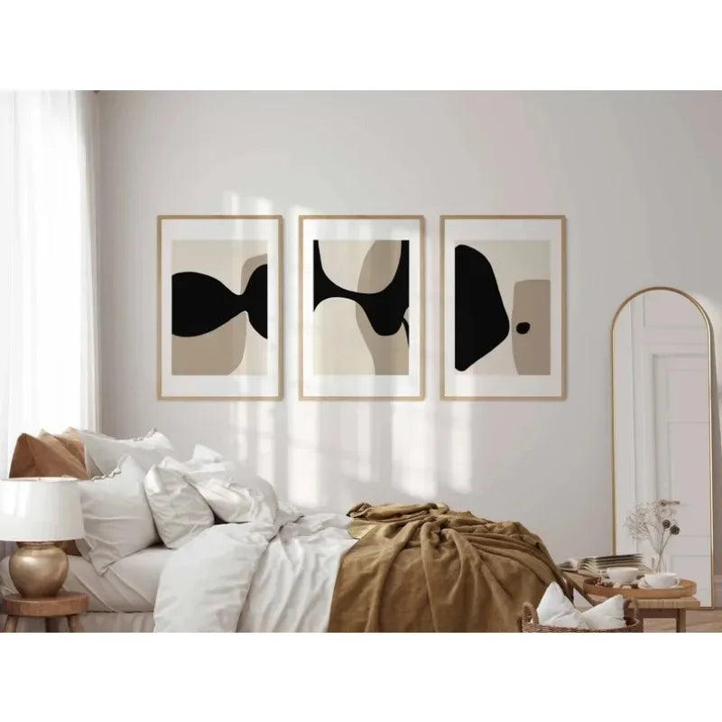 Arte da parete – Tela – Nero e Beige – Verticale – Astratto per Ambienti Eleganti